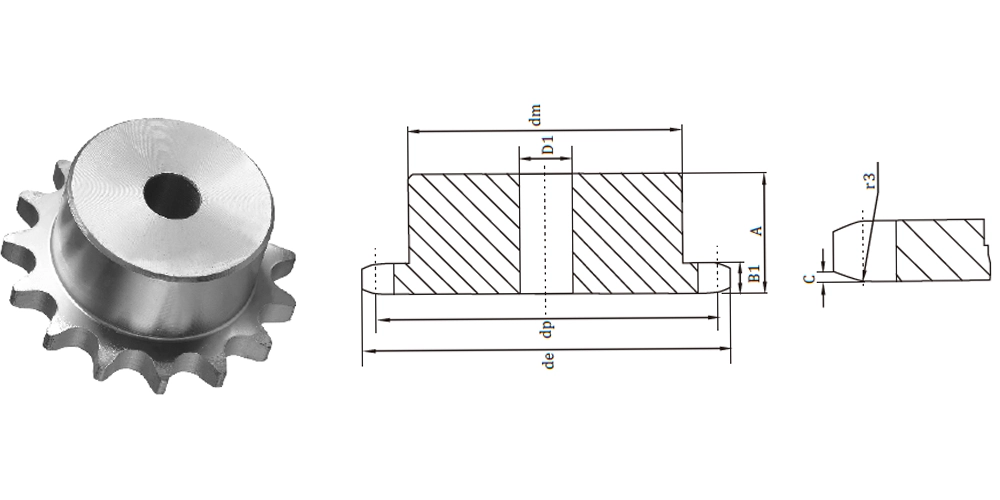 automatictransmissionpart-products-EP085B-European Standard Sprockets 12''x14'' Roller 7.75-draft