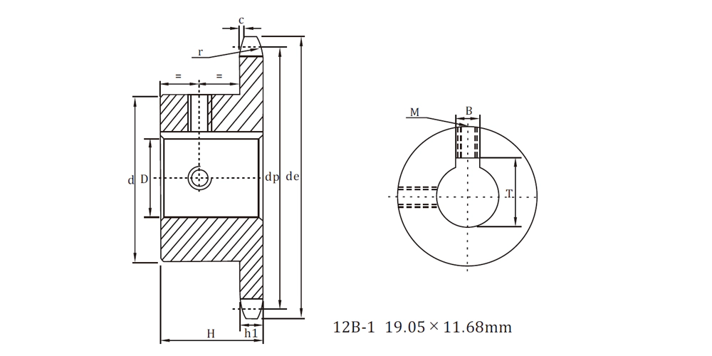 EP12B-1-European Standard Series Finished Bore Sprockets 3/4"×7/16" automatictransmissionpart-products-EP12B-1-European Finished Bore Sprockets 34×716-draft