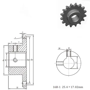 自动变速器零件产品-EP16B 欧洲成品孔径链轮 1×17.02mm